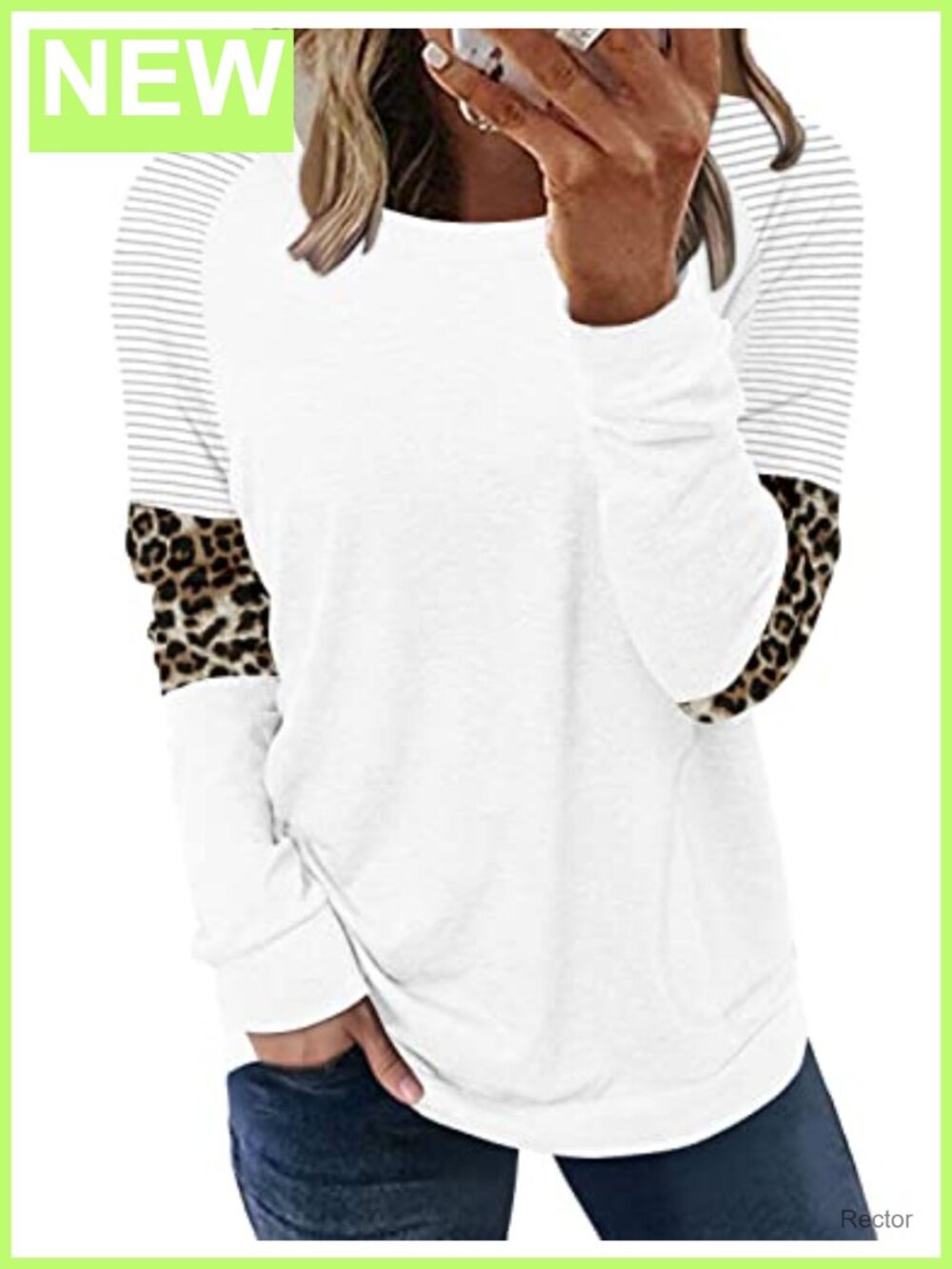 Long Sleeve Tunic Top with Side Pockets Crew Neck Loose Fit